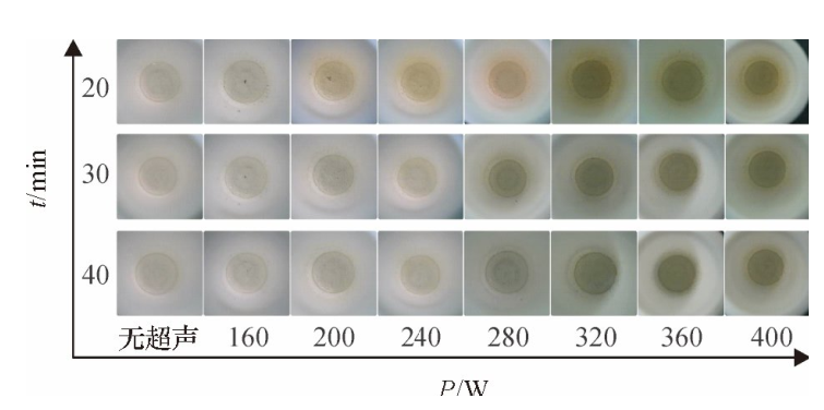 不同密閉消解時(shí)間、不同超聲功率的消解效果